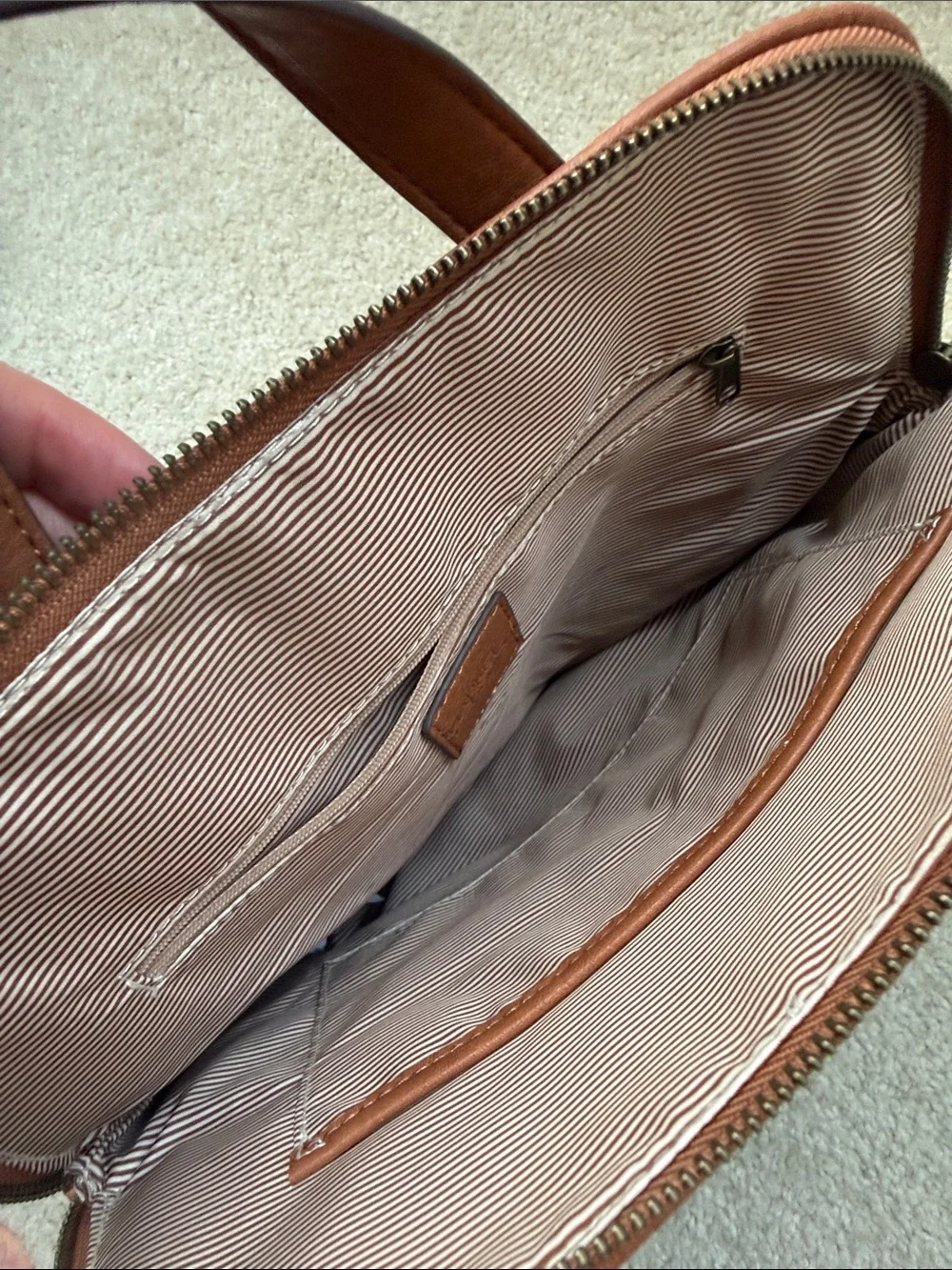 Market & Spruce Dara Zipper Cognac Faux Leather Backpack